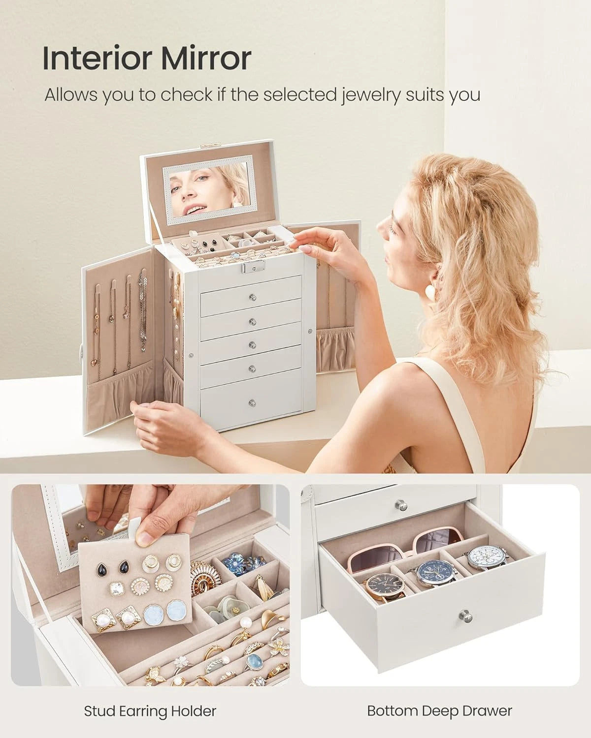 6 Tier Jewelry Box, Jewelry Storage Organizer with 5 Drawers, Large Storage Capa | eBay