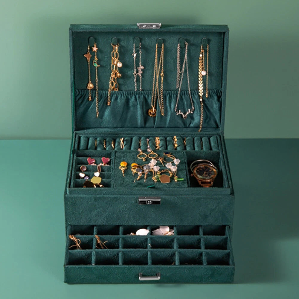 Large Jewelry Box Organizer Storage Case For Necklaces Rings Earrings Women Gift | eBay