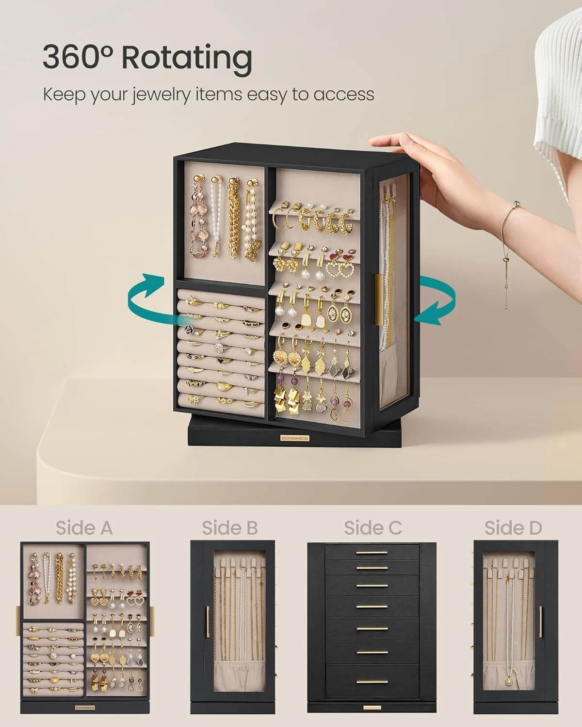 Jewelry Box 360° Rotating, Jewelry Storage Case with 7 Drawers, Jewelry Organize | eBay