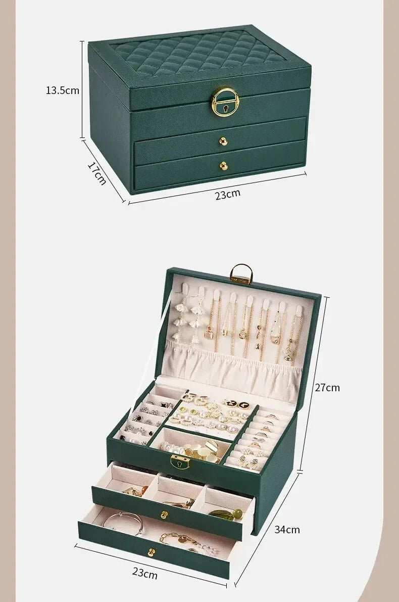Large Capacity Jewelry Storage Box Necklace Earrings Bracelet Organizer Holder | eBay