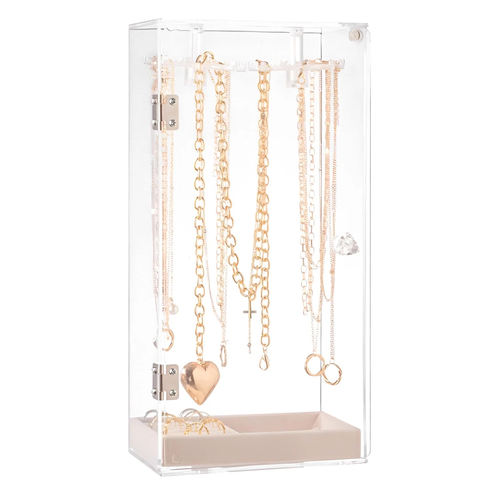 Necklace holder organizer，acrylic Jewelry Storage Box with Velvet Tray, Earri... | eBay