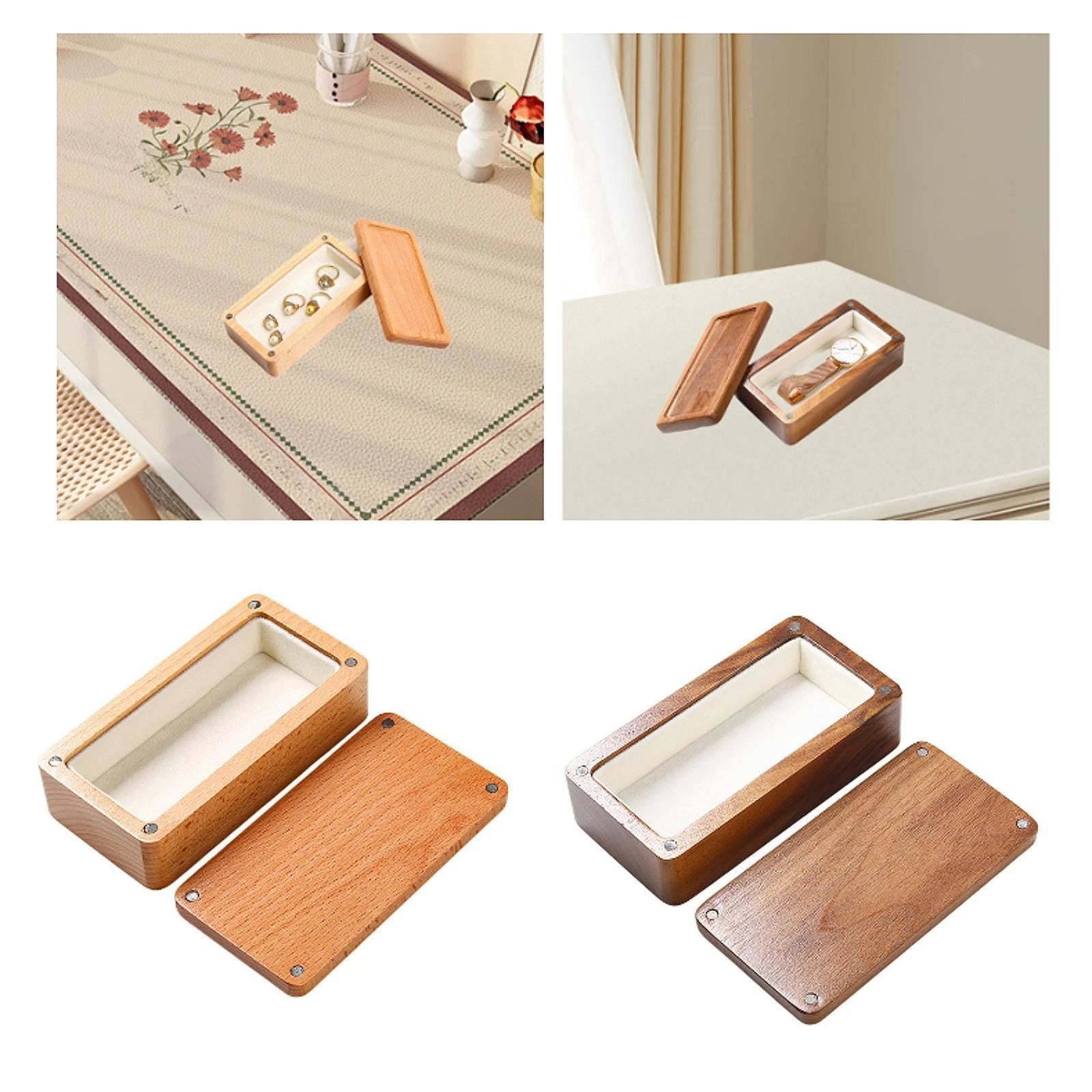 Wooden Jewelry Box Women Jewelry Organizer Wood Storage Box Practical | eBay