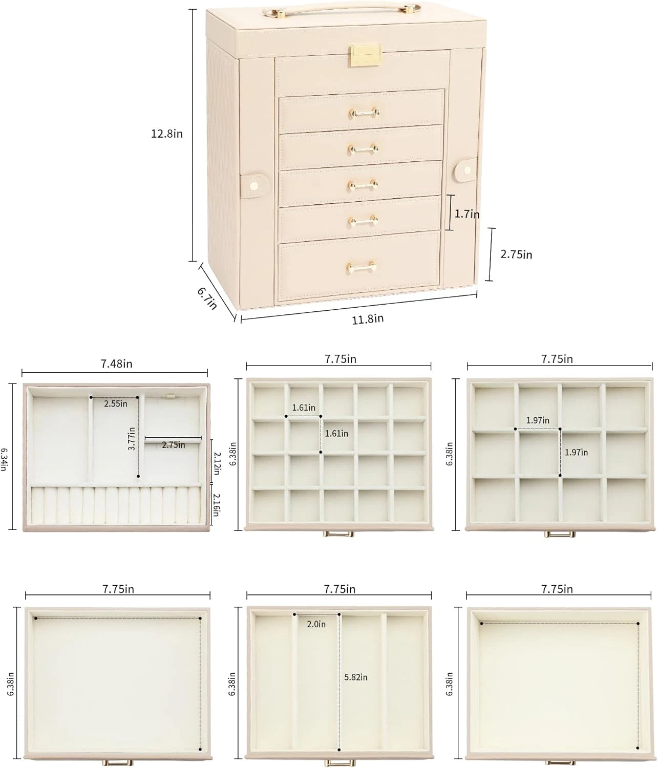Large Jewelry Holder Organizer, 6 Layer Jewelry Box for Women Jewelry Storage Ca | eBay
