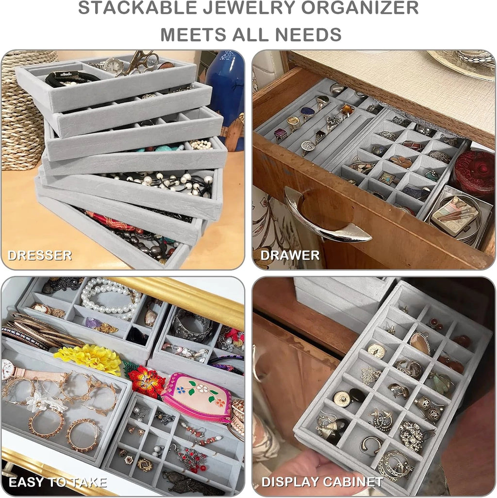 Jewelry Organizer Tray,Stackable Velvet Jewelry Trays,Set of 8 Drawer Inserts Ea | eBay