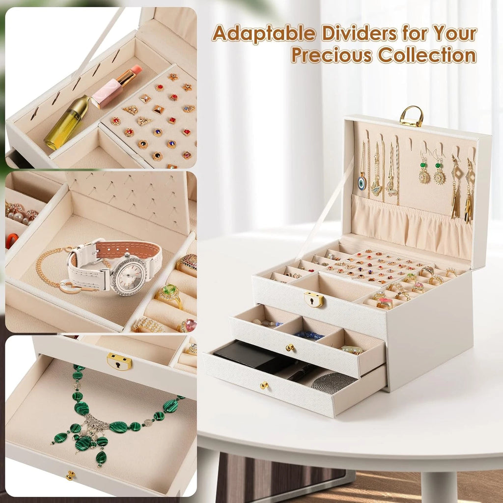 3 Layer Jewelry Box Holder Organizer Jewelry Organizer Drawer, Large Boxes | eBay