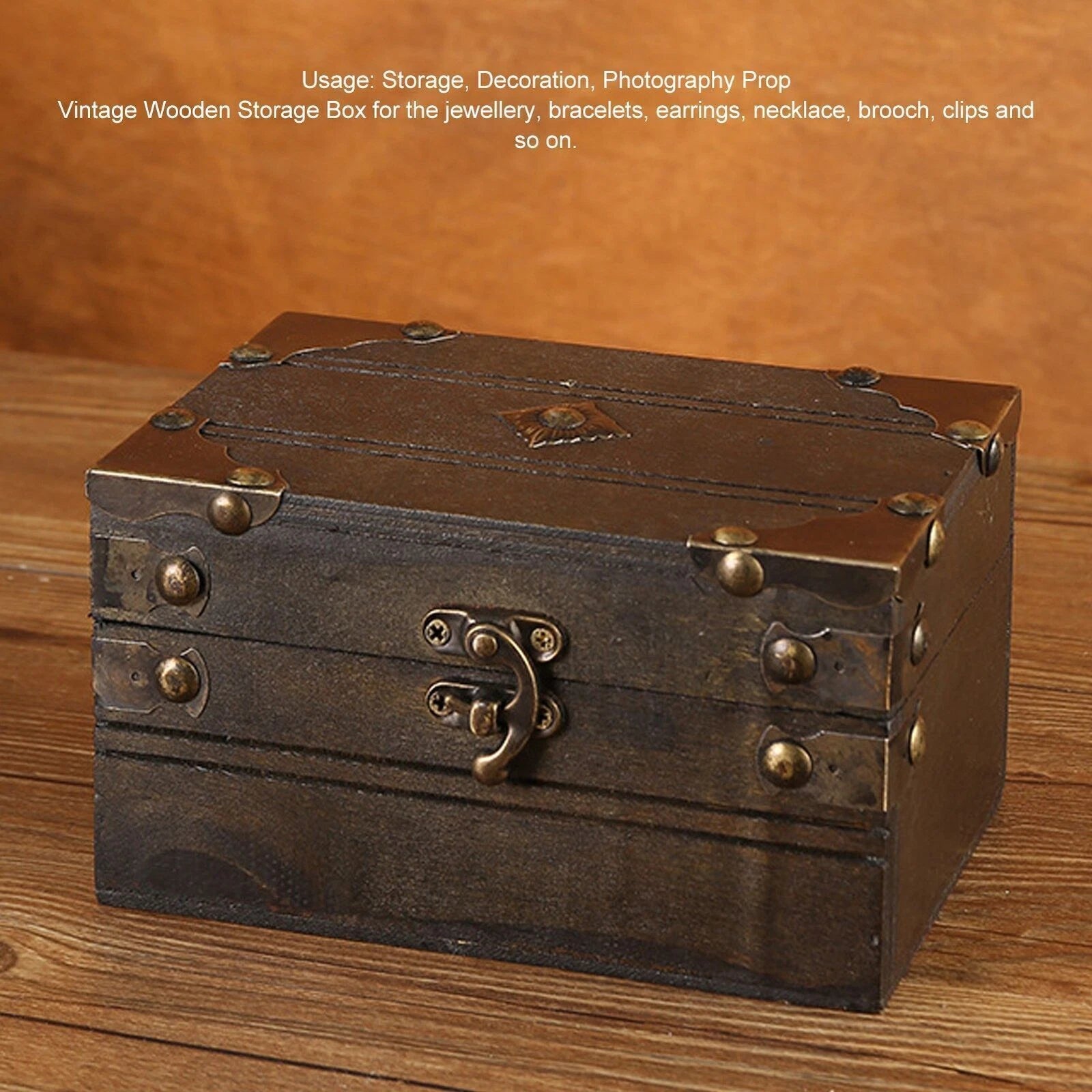 Retro Vintage Wooden Jewelry Box Treasure Storage Box Organizer Container Case | eBay