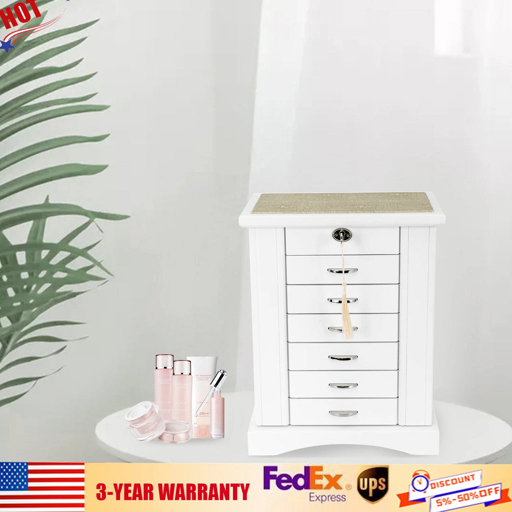 Jewelry Box Jewelry Armoire Cabinet Large Box Jewelry Box Organizer Key Lock Set | eBay