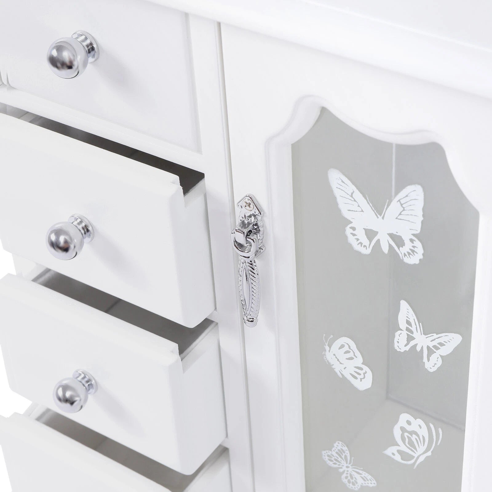 4 Drawers Jewelry Organizer Box Storage Mirrored Case Xmas Gift for Women Girls | eBay