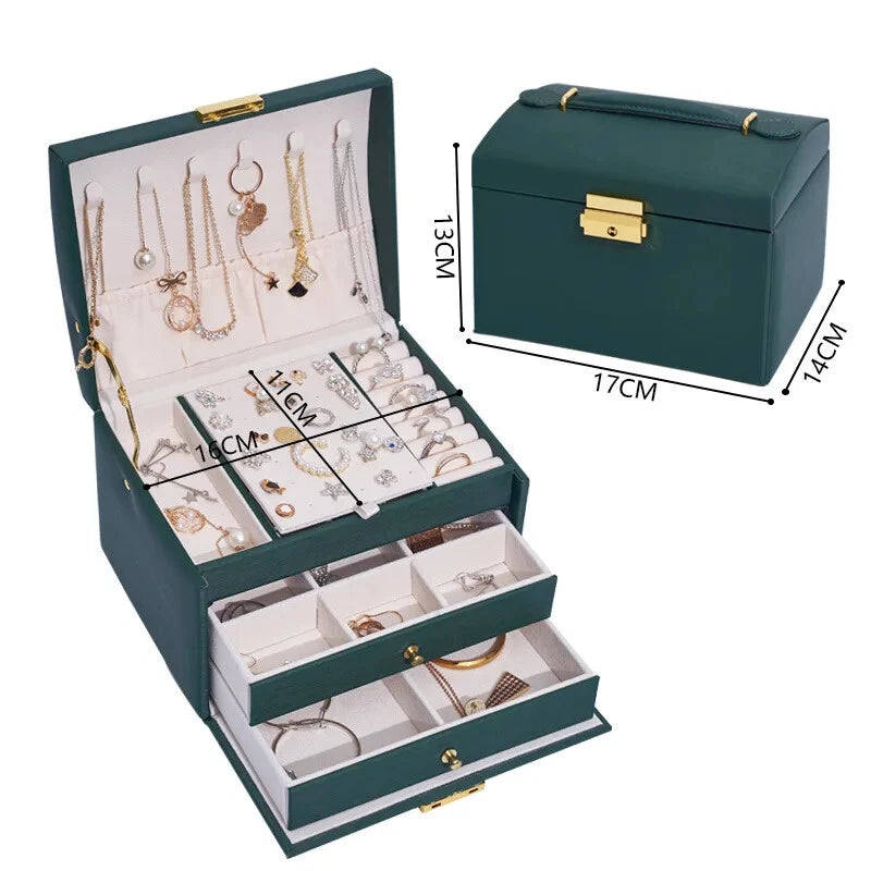Three-layer Large Capacity Jewelry Storage Box Necklace Bracelet Ring Earrings | eBay