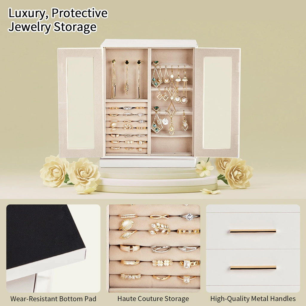Velvet Jewelry Cabinet 360° Rotating Jewelry Box Large Storage Great Gift | eBay