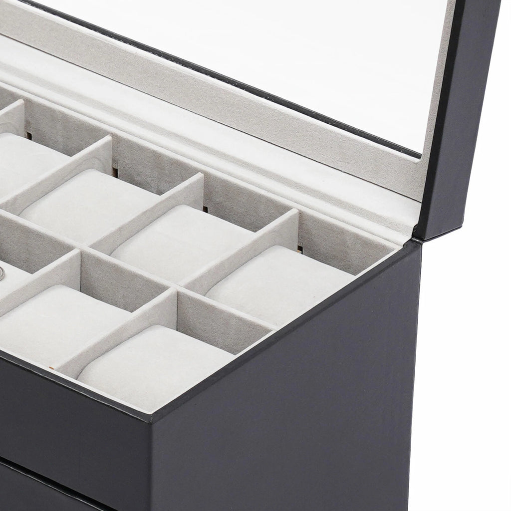 Watch Display Box&Jewelry Storage Case Multi-Purpose Organizer Box w/ Glass Top | eBay