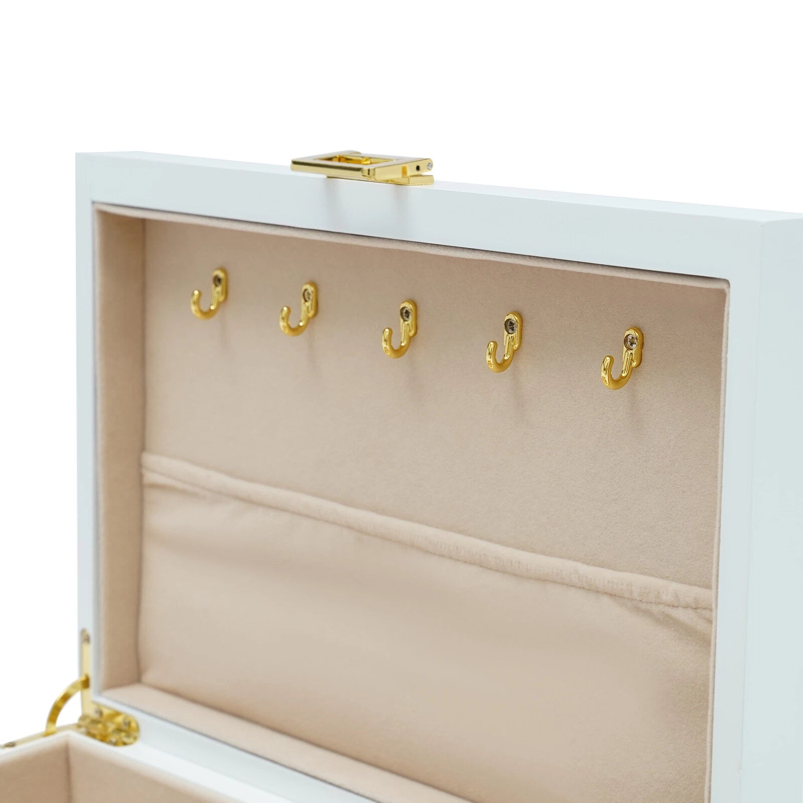 Large Wooden Jewelry Storage Box White 3 Layers Organizer 2 Drawers Cabinet 28CM | eBay