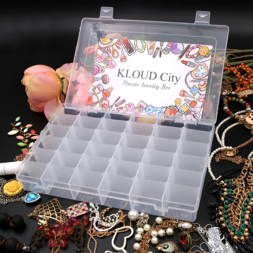 KLOUD City Clear Plastic Jewelry Box Organizer Storage Container with Adjusta... | eBay