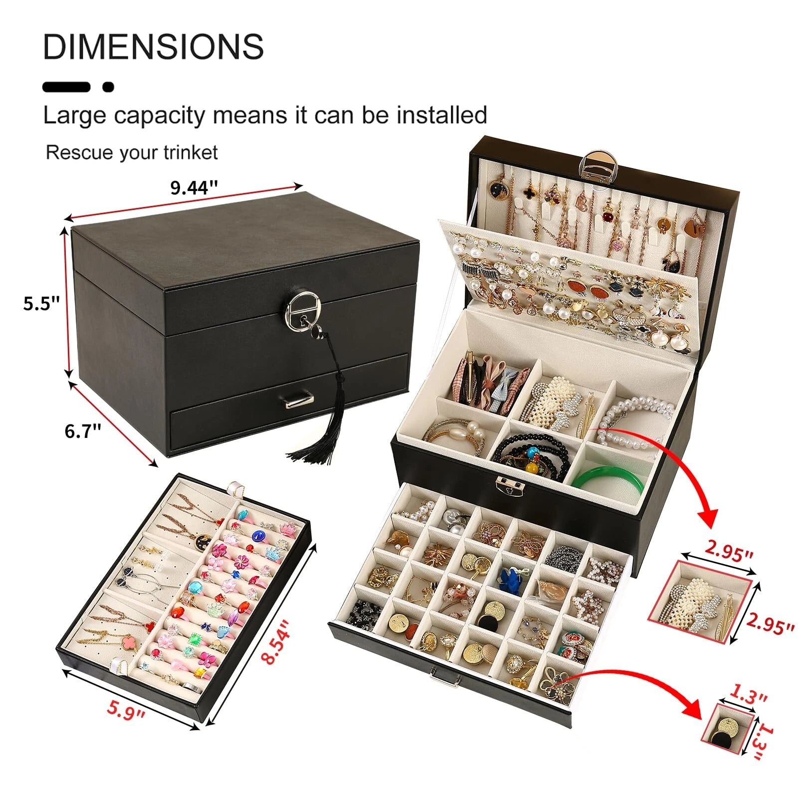 BOOVO Earring Jewelry Box For Women Girl Stud Organizer, 5 Layers Girl Jewelr... | eBay