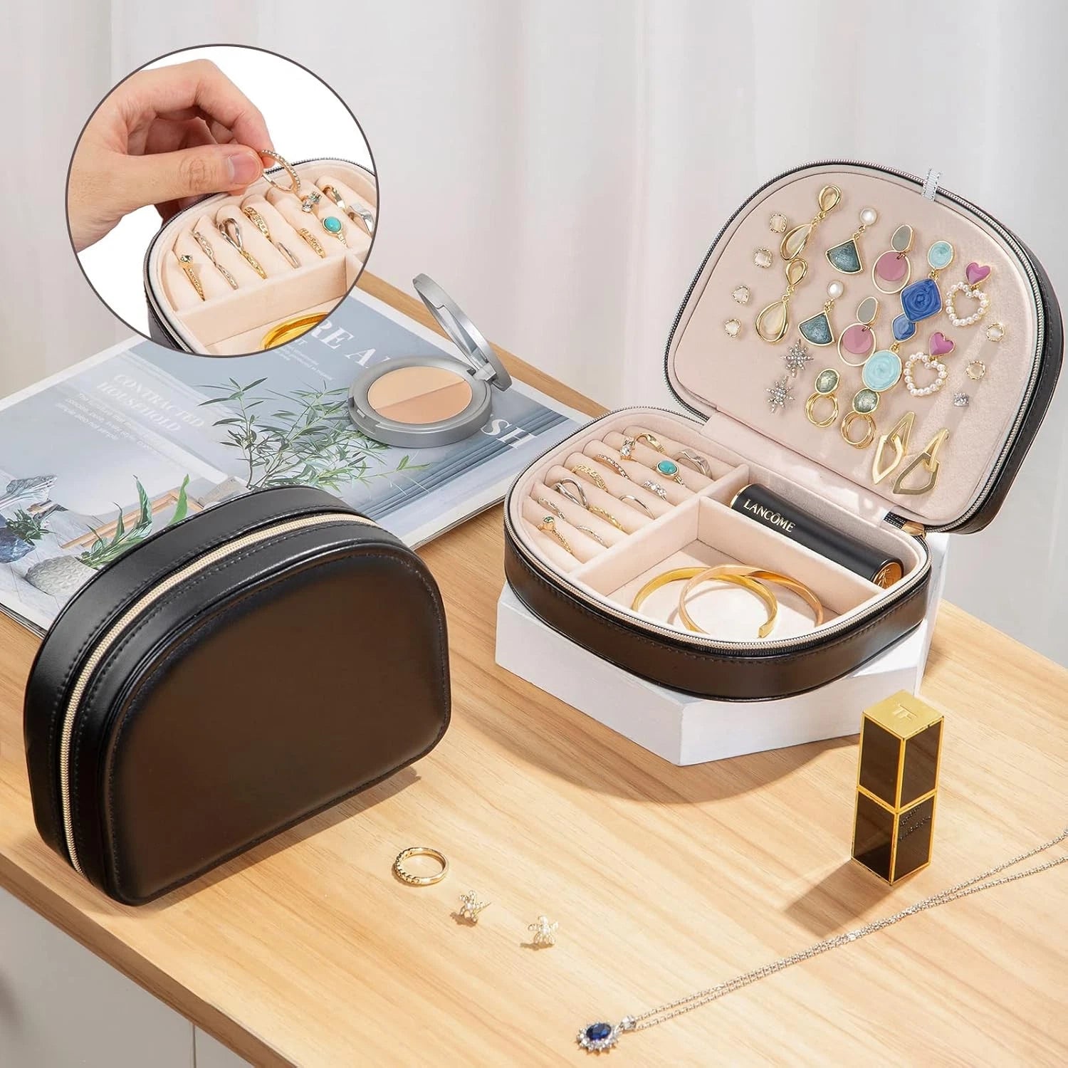 Travel Size Jewelry Box Small Seashell-Shaped Jewelry Case Jewelry Organizer | eBay