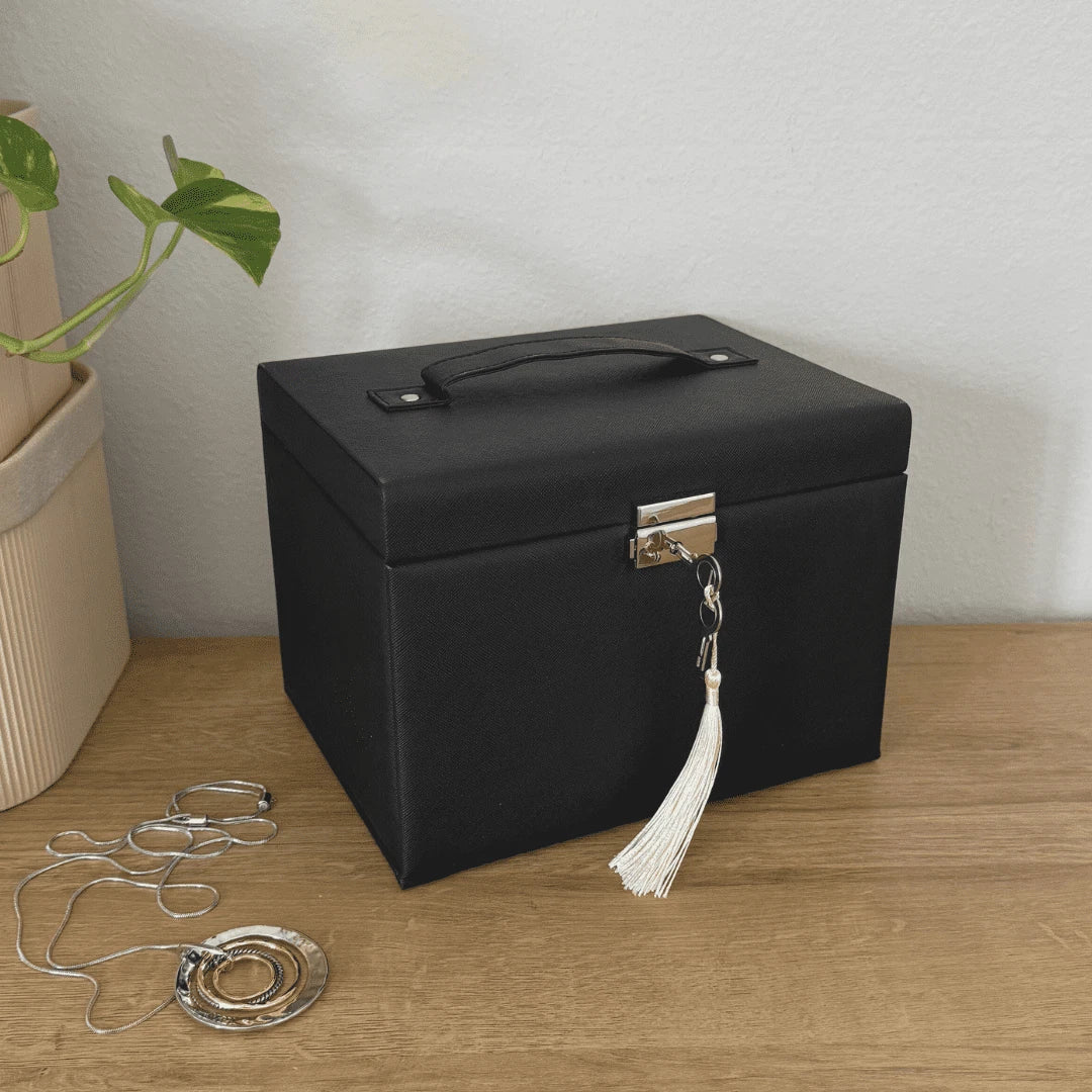 Adult Black Locking Jewelry Case - 3-Drawer Organizer | eBay