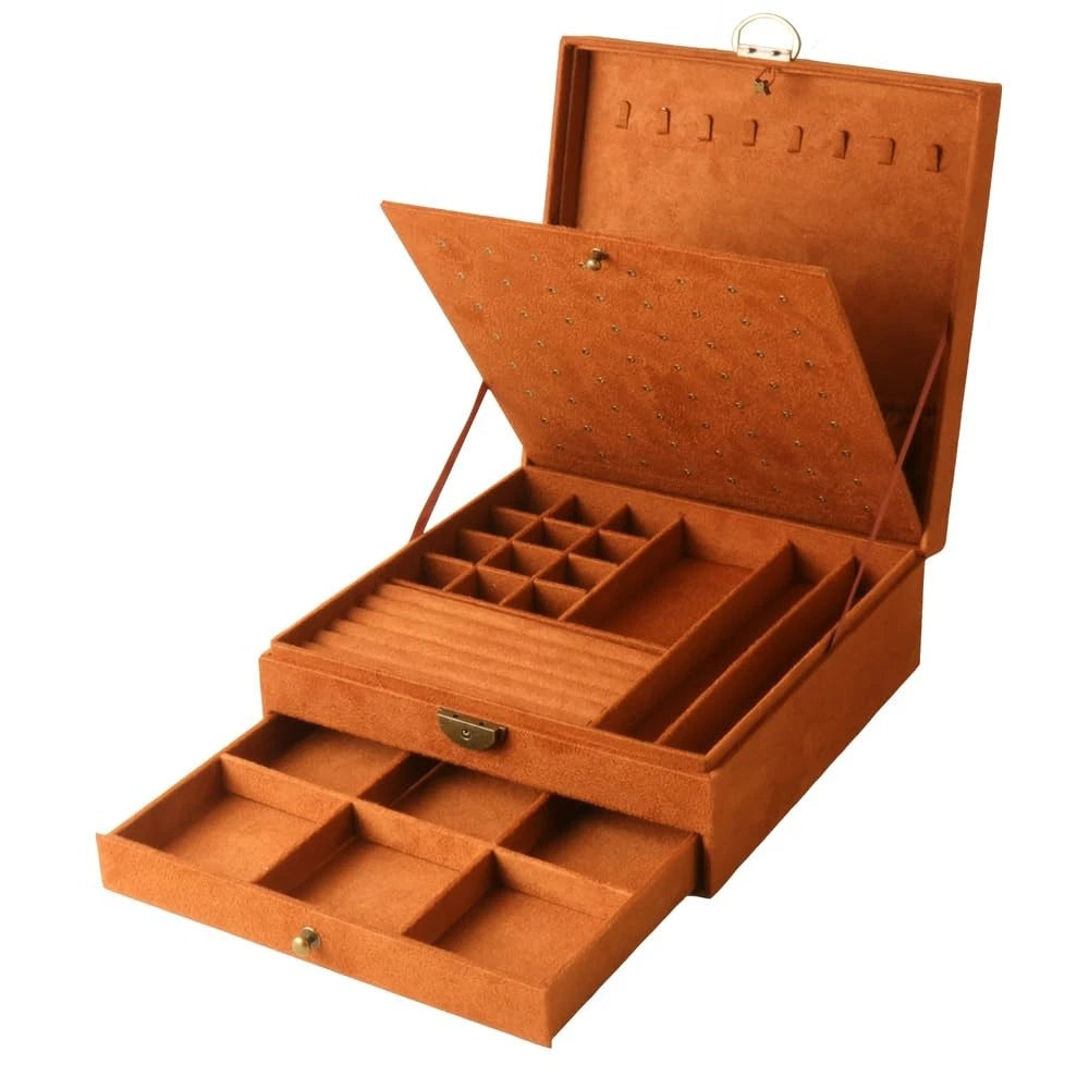 GYJOYERO Women Jewelry Box Lockable 3 Layers Large Jewelry Organizer Storage | eBay