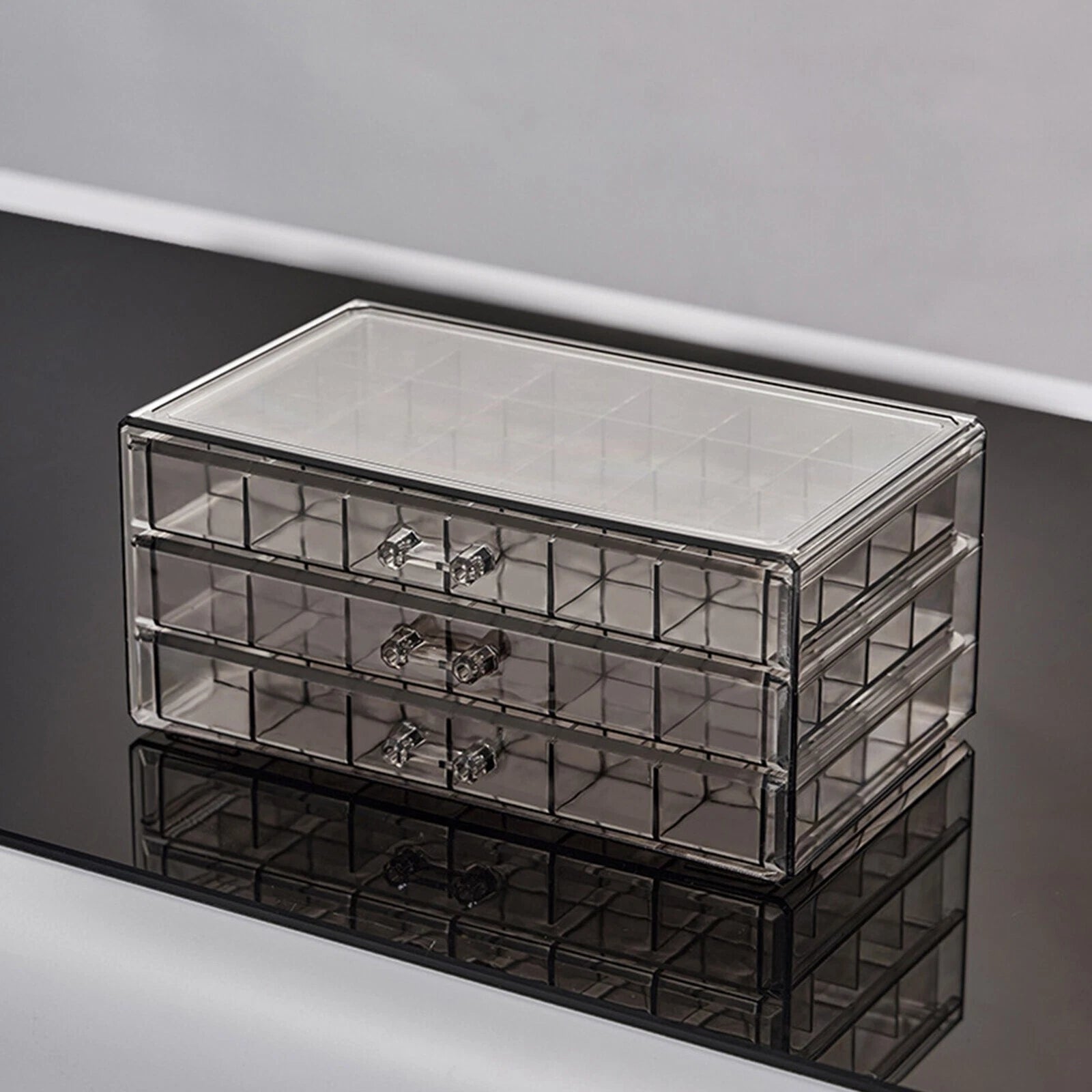 Transparent Jewelry Storage Box 3 Layers Multi Grids Earring Storage Organizer | eBay