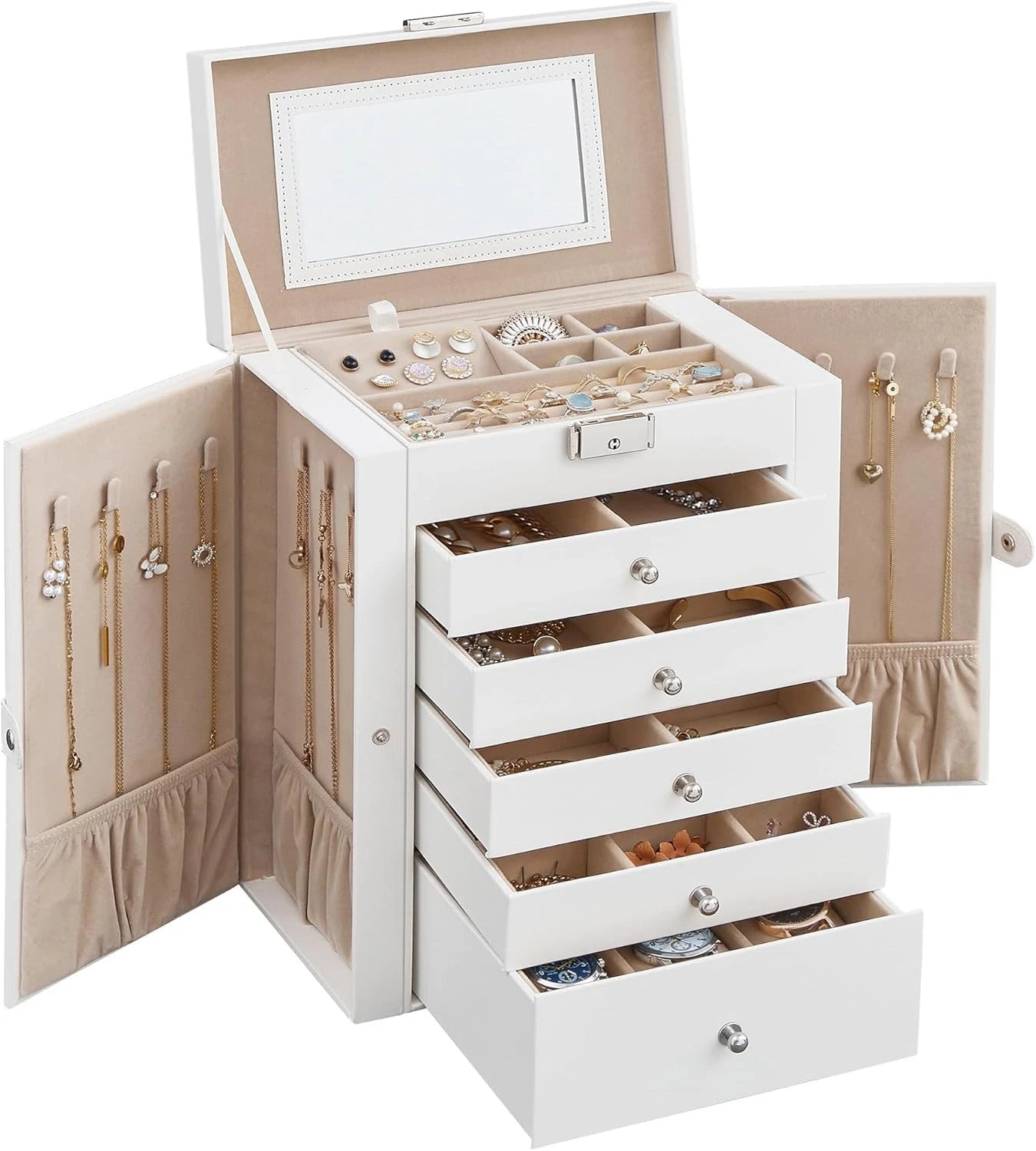 6 Tier Jewelry Box, Jewelry Storage Organizer with 5 Drawers | eBay