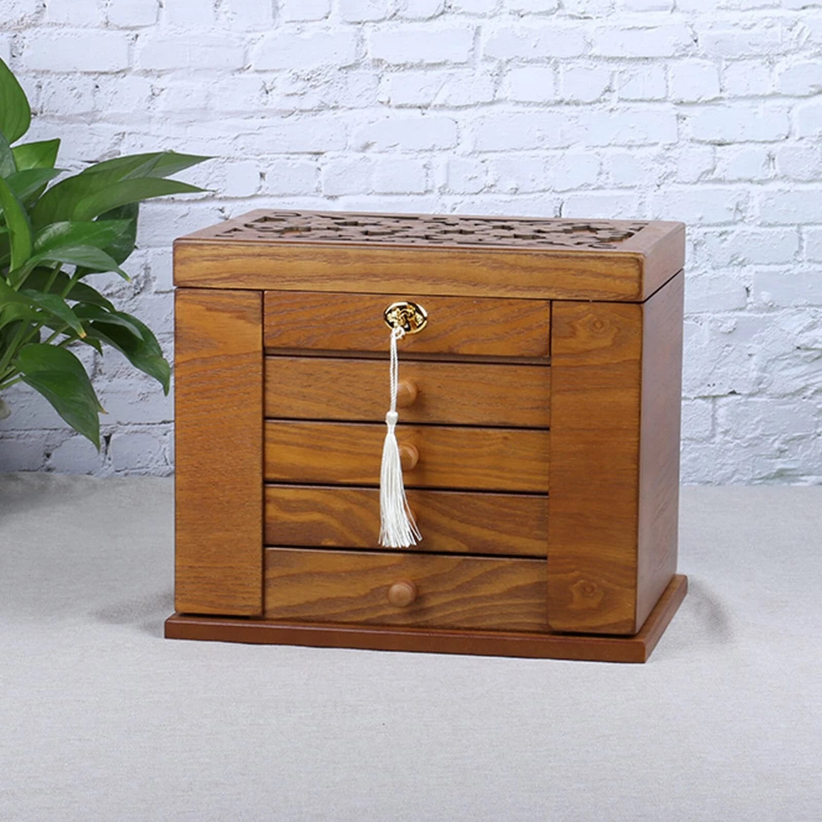 Changsuo Wooden Jewelry Box for Women, Solid Wood Organizer with Combo Lock f... | eBay