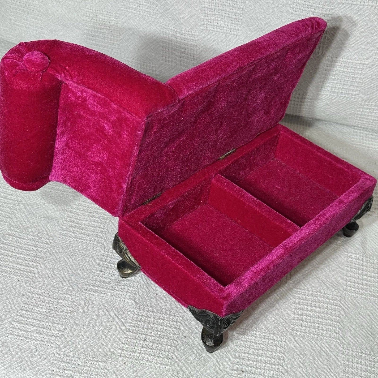 Plush Velvet Magenta Pink Chaise Lounge Chair Storage/Jewelry/Trinket Box EUC | eBay