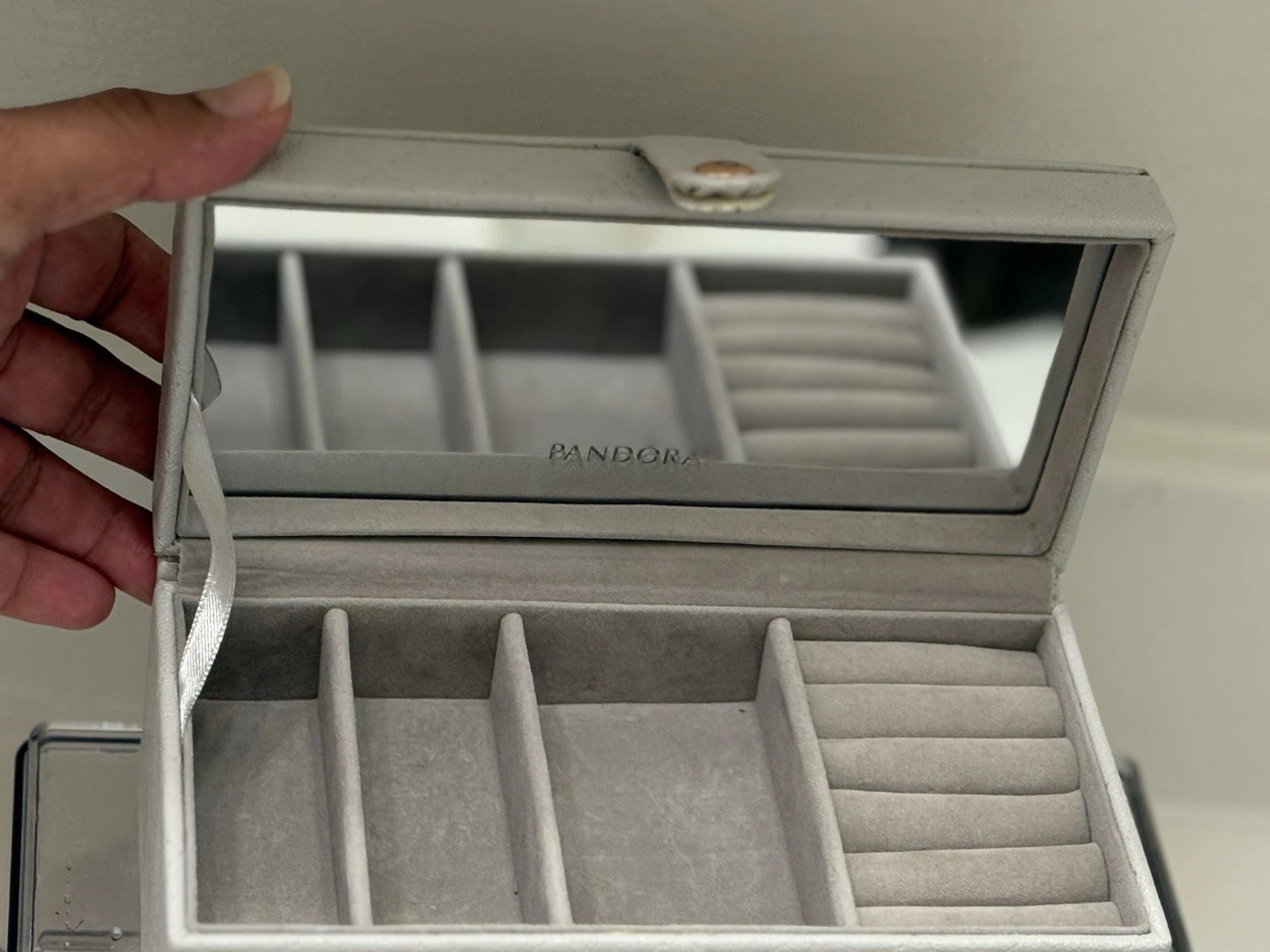 Pandora Quilted Grey Leather Jewelry Box Organizer NEW | eBay