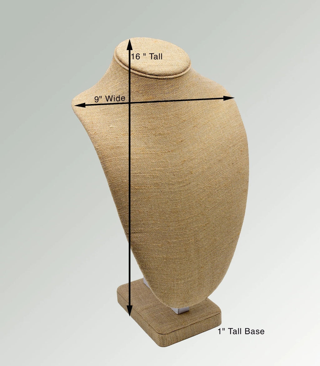 Modern Burlap Linen Necklace Display Mannequin Showcase Jewelry Bust 16" Tall | eBay