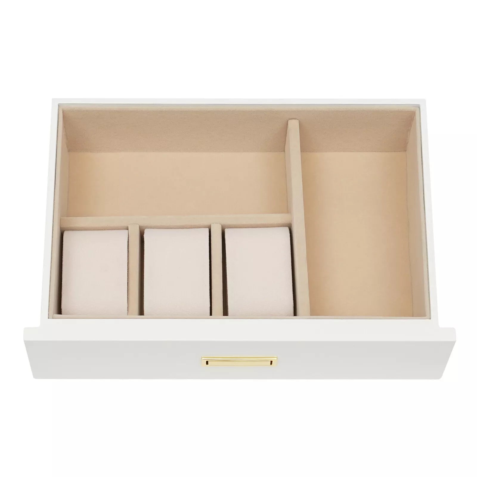 Large Wooden Jewelry Storage Box White 3 Layers Organizer 2 Drawers Cabinet 28CM | eBay