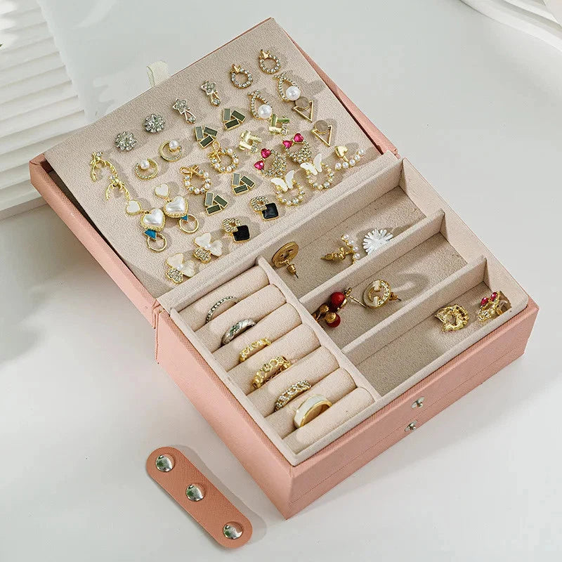 Portable Jewelry Storage Box Large Capacity Necklace Earrings Organizer Case | eBay