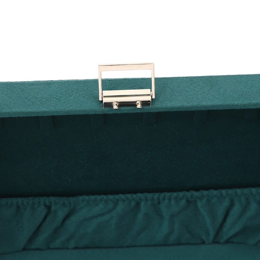 Large Jewelry Box w/ Lock Flannel Jewelry Ring Organizer Case Dark Green 3-Layer | eBay