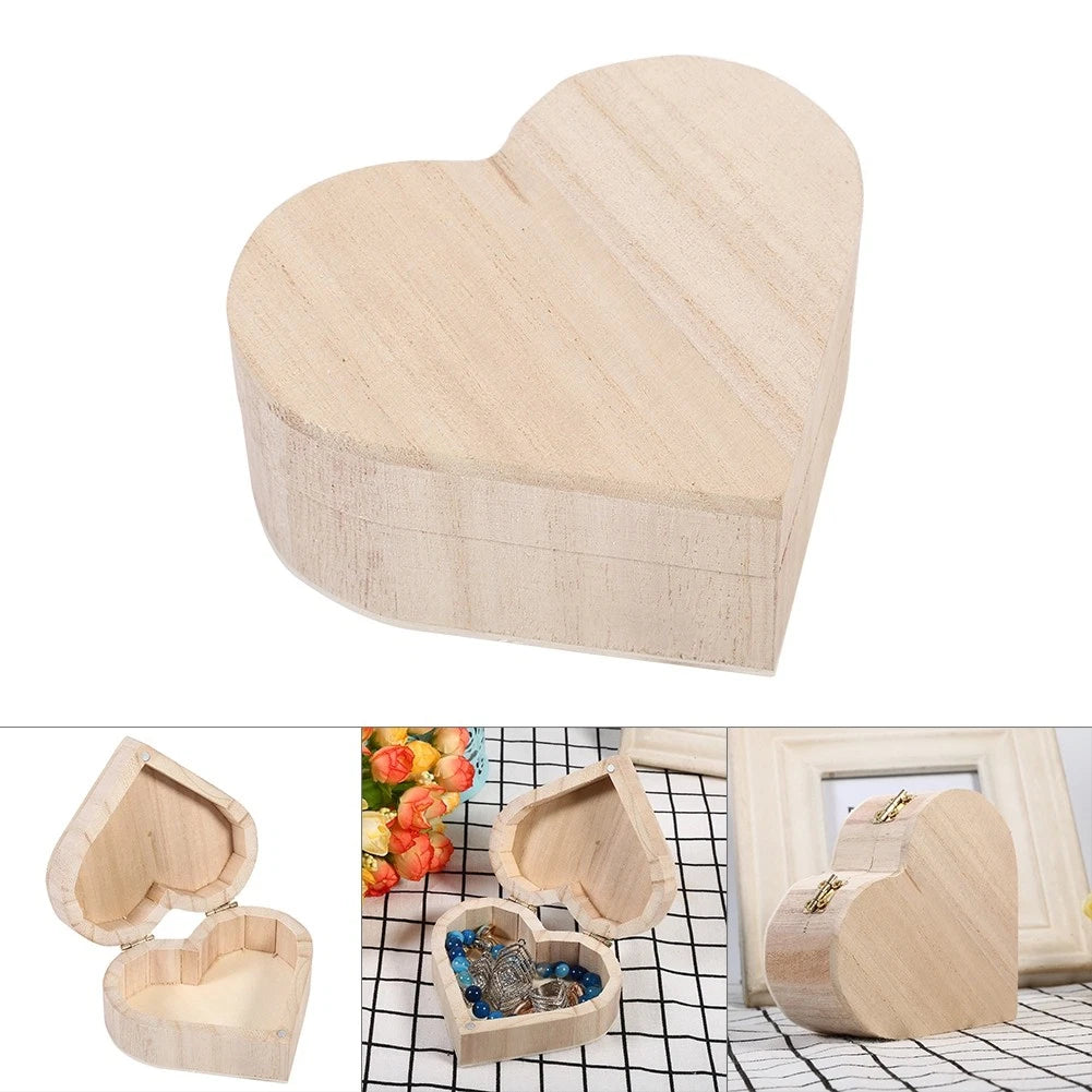 ⊹New Lovely Wooden Heart Shaped Jewelry Storage Box Packaging Carrying Case | eBay