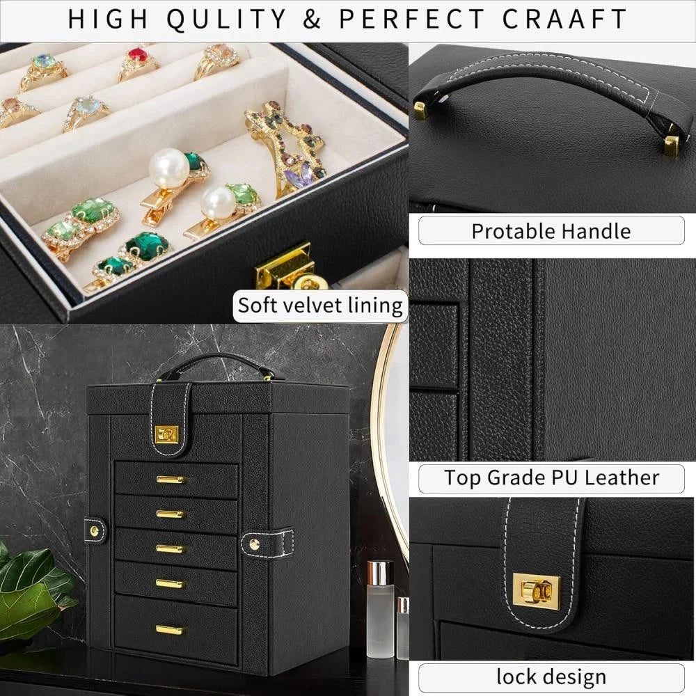 Large Capacity Jewelry Storage Box for Rings Earrings Necklaces with Mirror | eBay