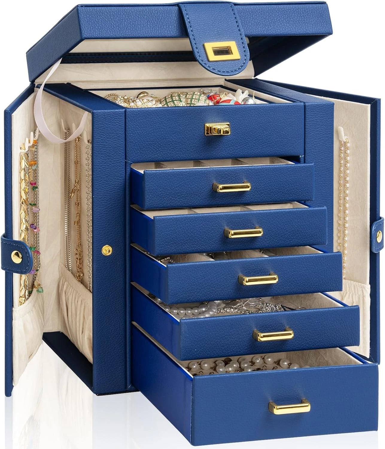 AKOZLIN Jewelry Box Organizer Functional Leather Jewelry Storage Case for Women | eBay