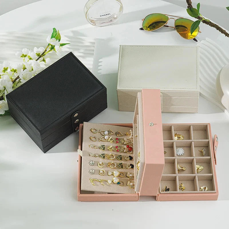 Portable Jewelry Storage Box Large Capacity Necklace Earrings Organizer Case | eBay