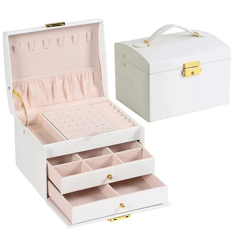 Three-layer Large Capacity Jewelry Storage Box Necklace Bracelet Ring Earrings | eBay