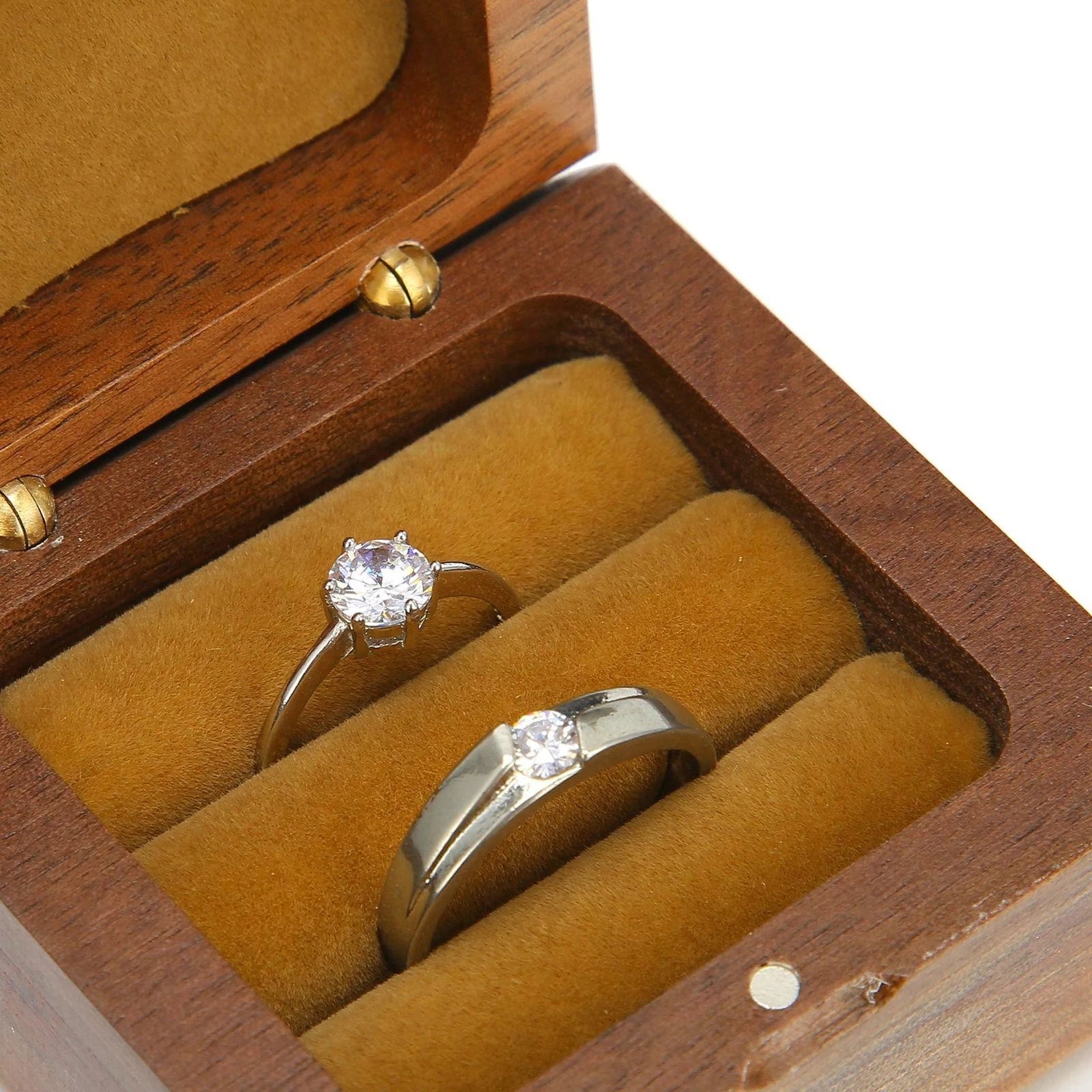 Wooden Box Jewelry Storage Organizer for Wedding For Proposal Display Case | eBay