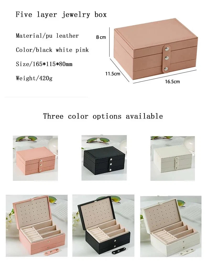 Portable Jewelry Storage Box Large Capacity Necklace Earrings Organizer Case | eBay