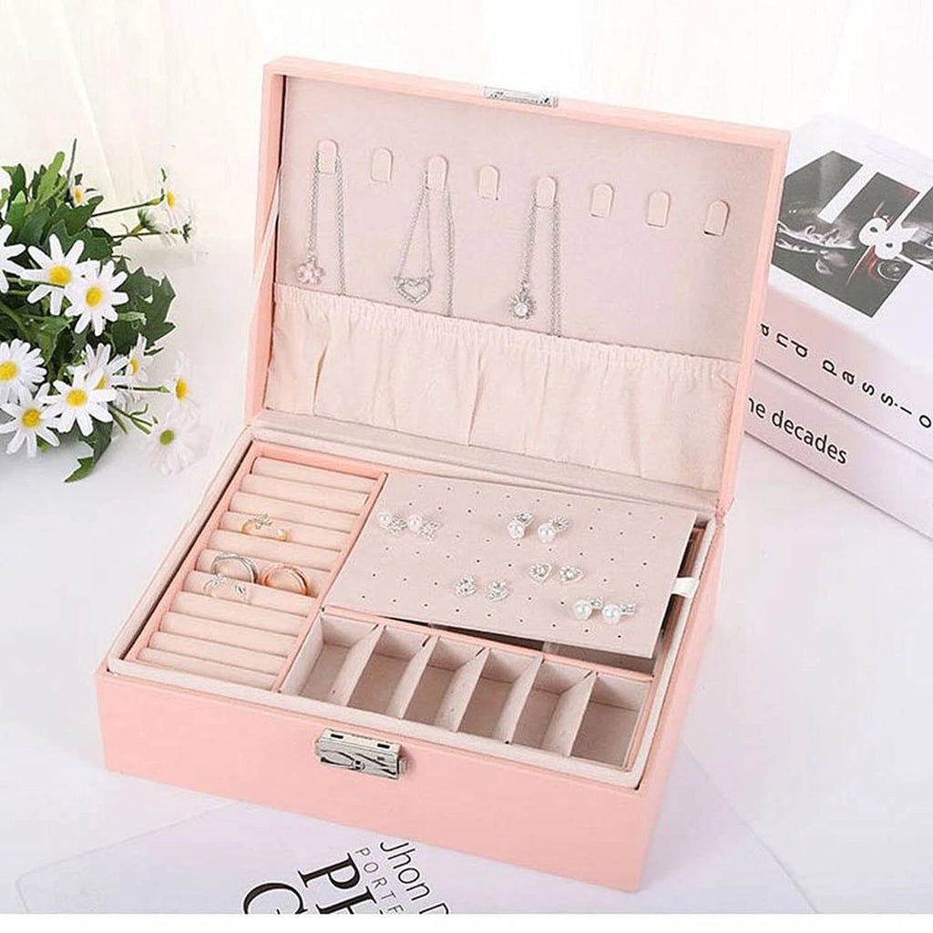 NuAngela Large Jewelry Box Organizer for Women Girls, 2 Layer Jewelry Storage... | eBay