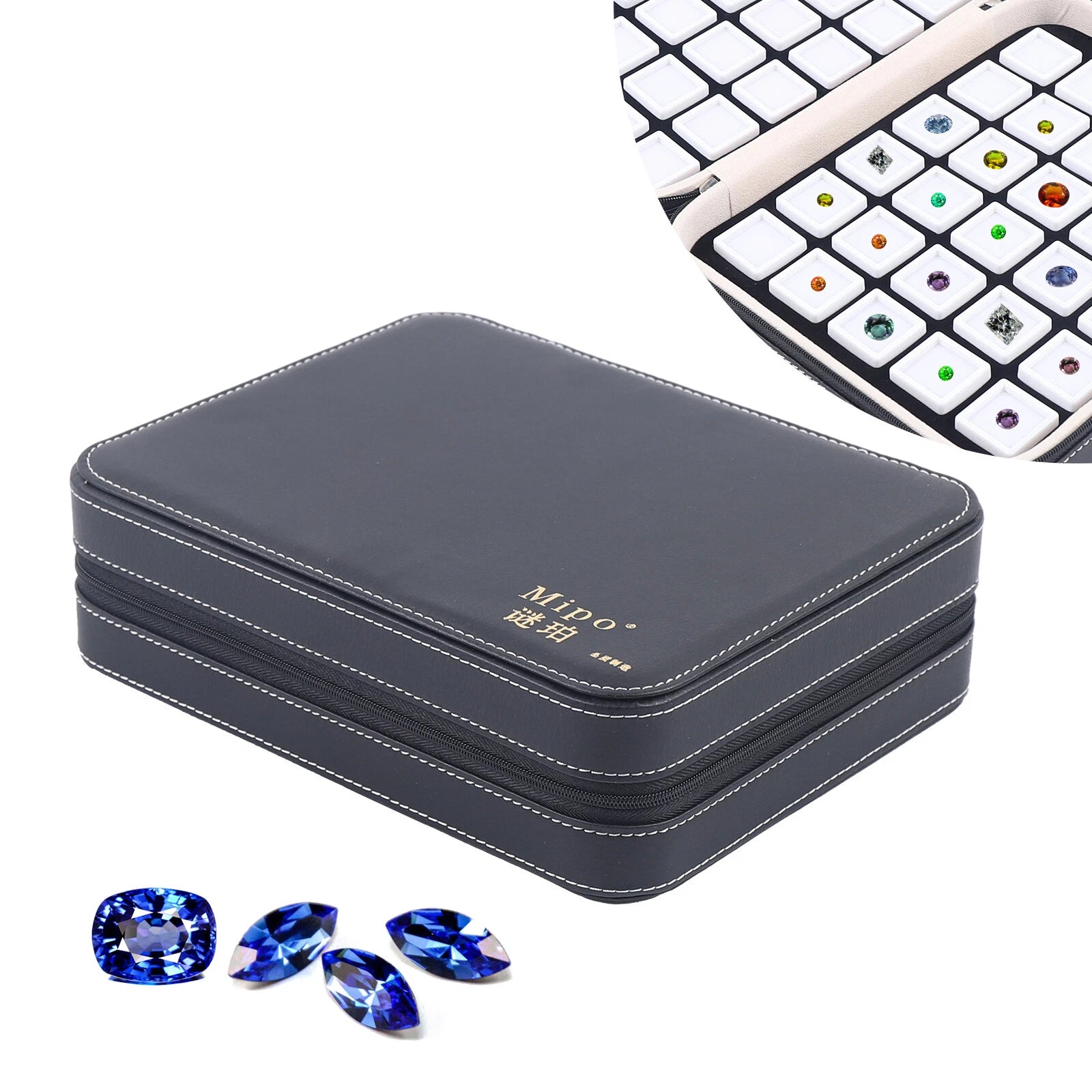 60 Grids Jewelry Display Box Gemstone Jade Gem Organizer Earrings Storage Case | eBay