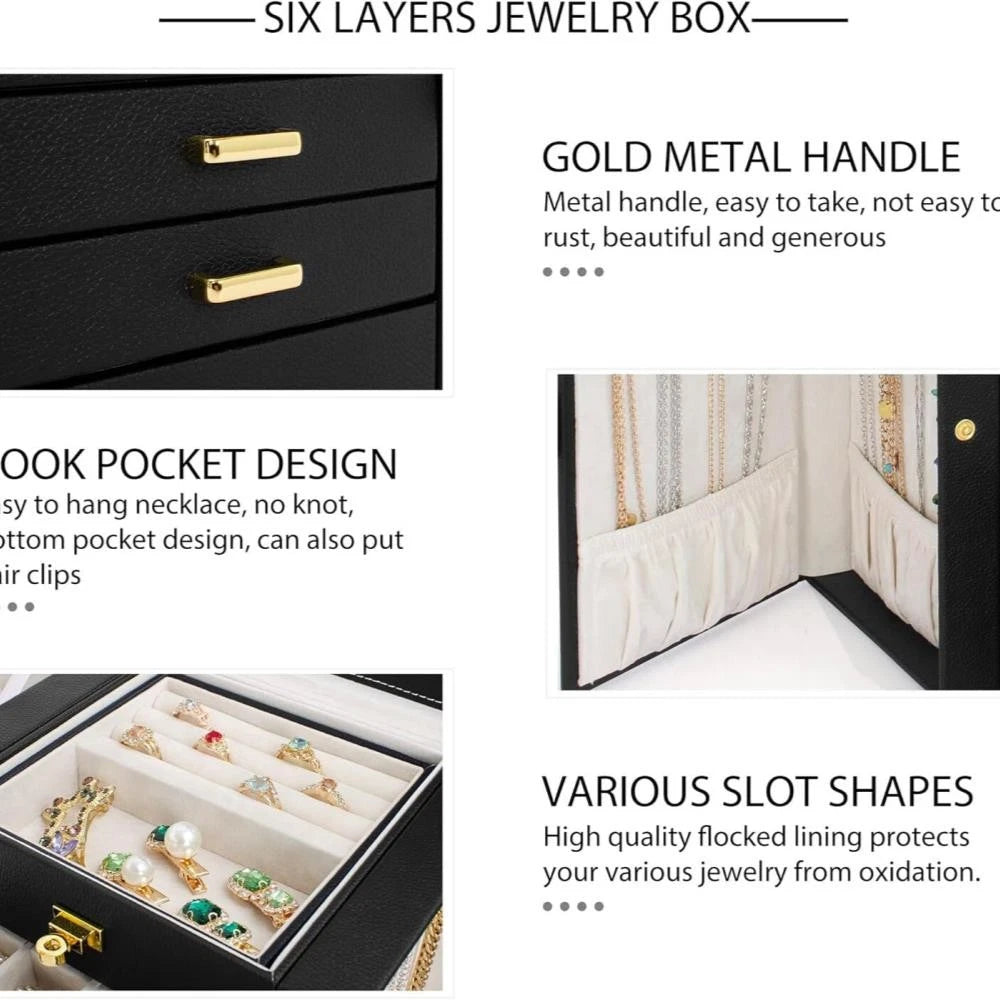 Large Capacity Jewelry Storage Box for Rings Earrings Necklaces with Mirror | eBay