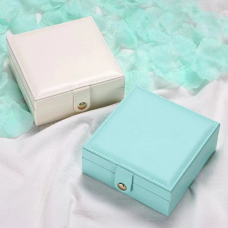 Jewelry Storage Box Organizer PU Leather Ring Earring Necklace Case Square | eBay