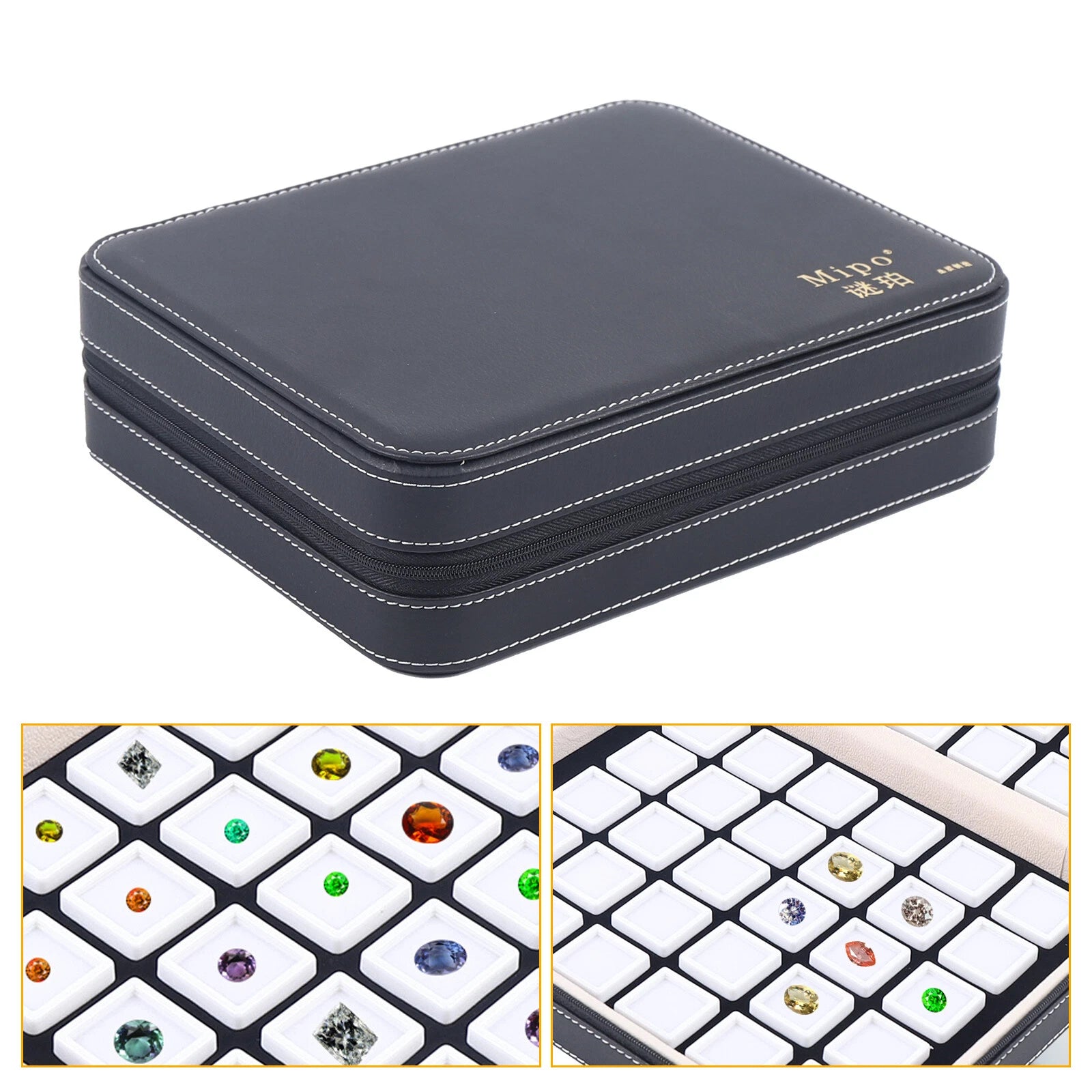 60 Grids Jewelry Display Box Gemstone Jade Gem Organizer Earrings Storage Case | eBay