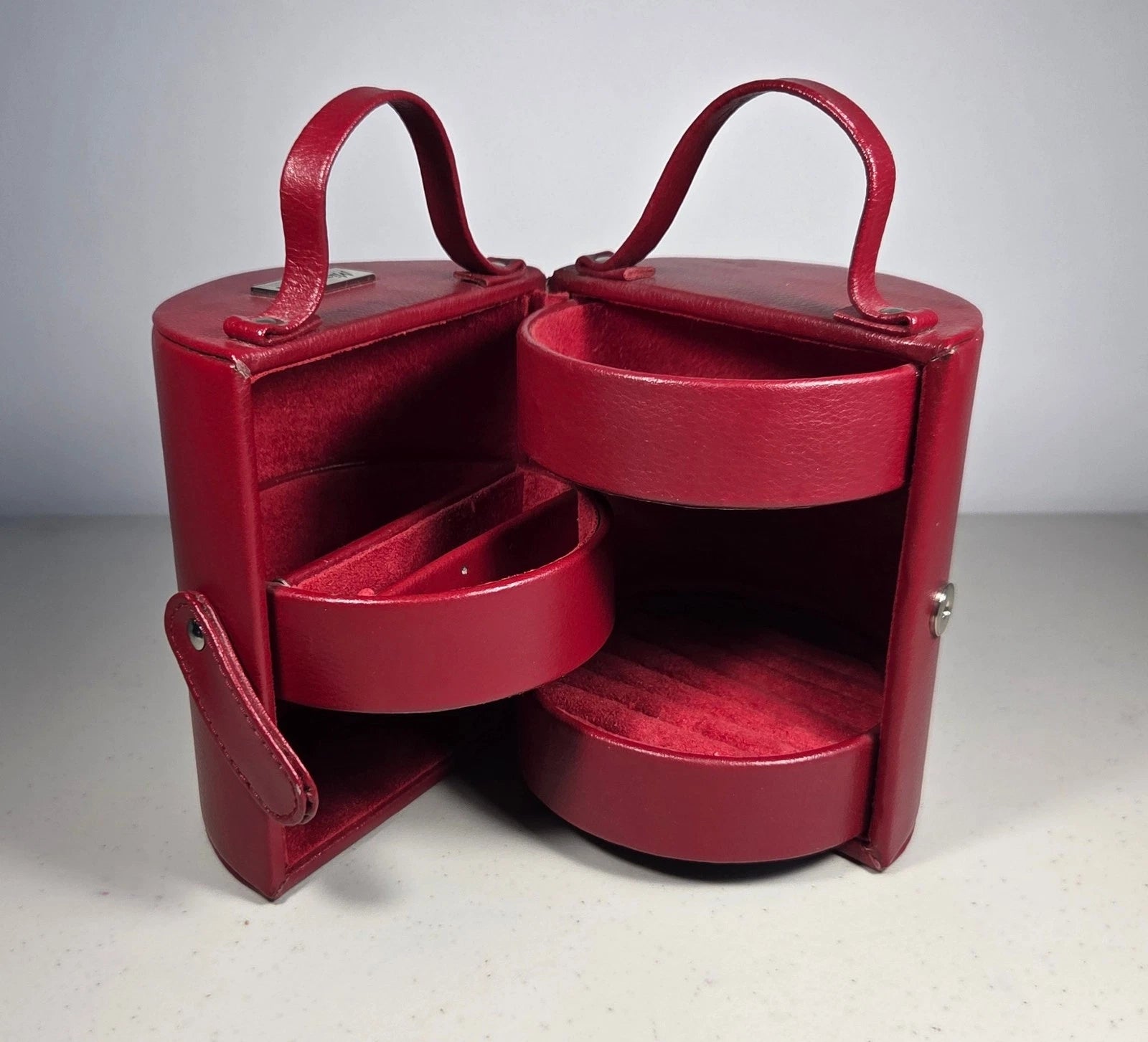MIGNON FAGET Red Leather Travel Jewelry Organizer Box | eBay