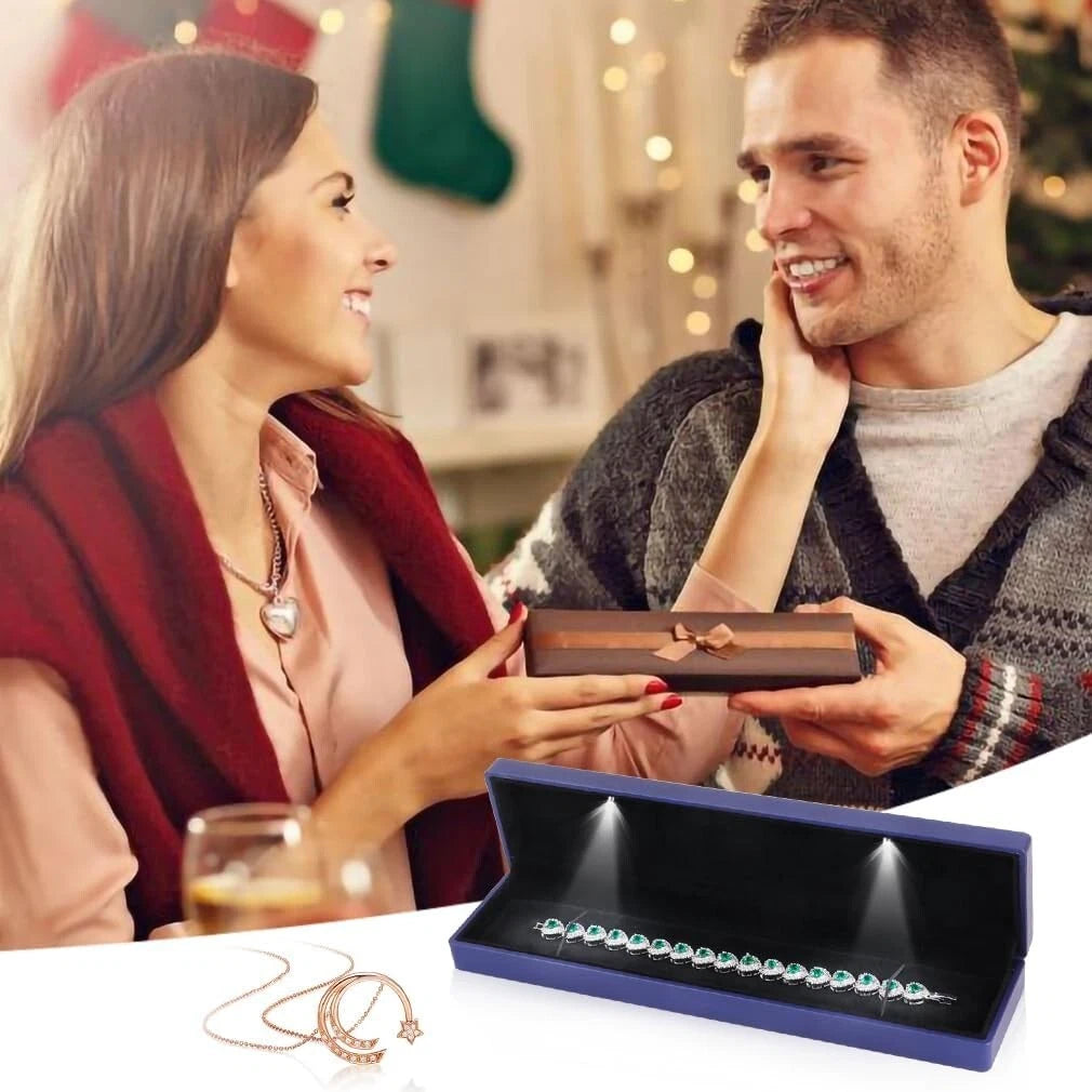 LED Jewelry Box Velvet Necklace Storage Case 9x2.2x1.4 for Women Gift | eBay