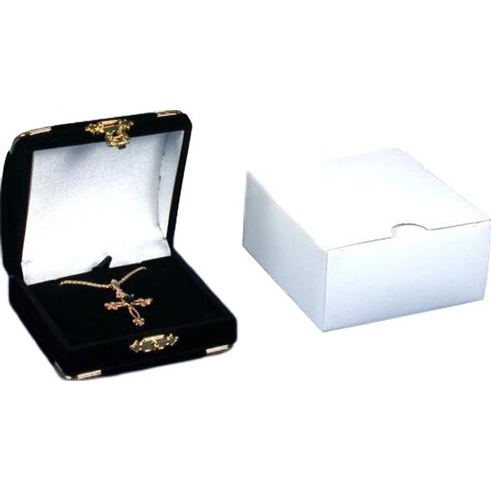 12 Black Velvet Pendant Boxes With Brass Corners | eBay
