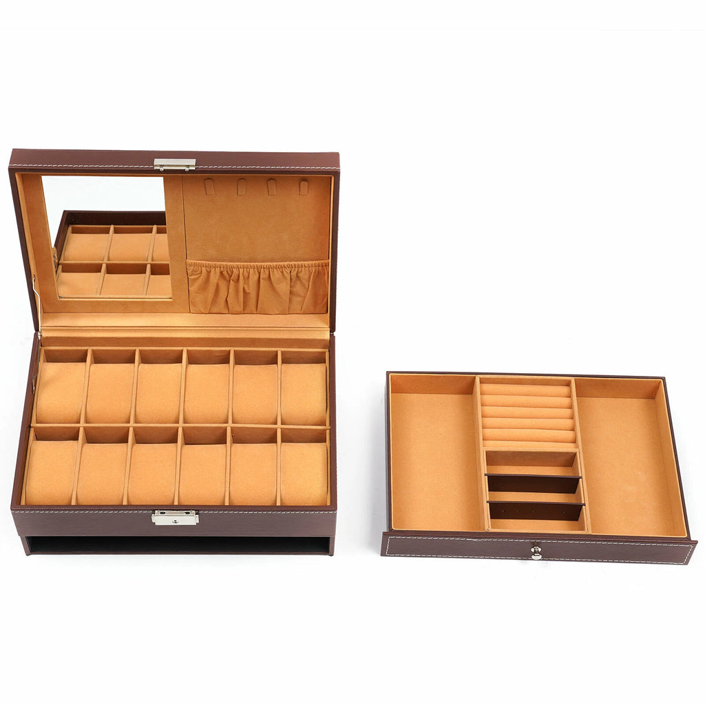 Mens Watch Box Case Organizer 12 Slots Watches Holder Jewelry Storage Display | eBay