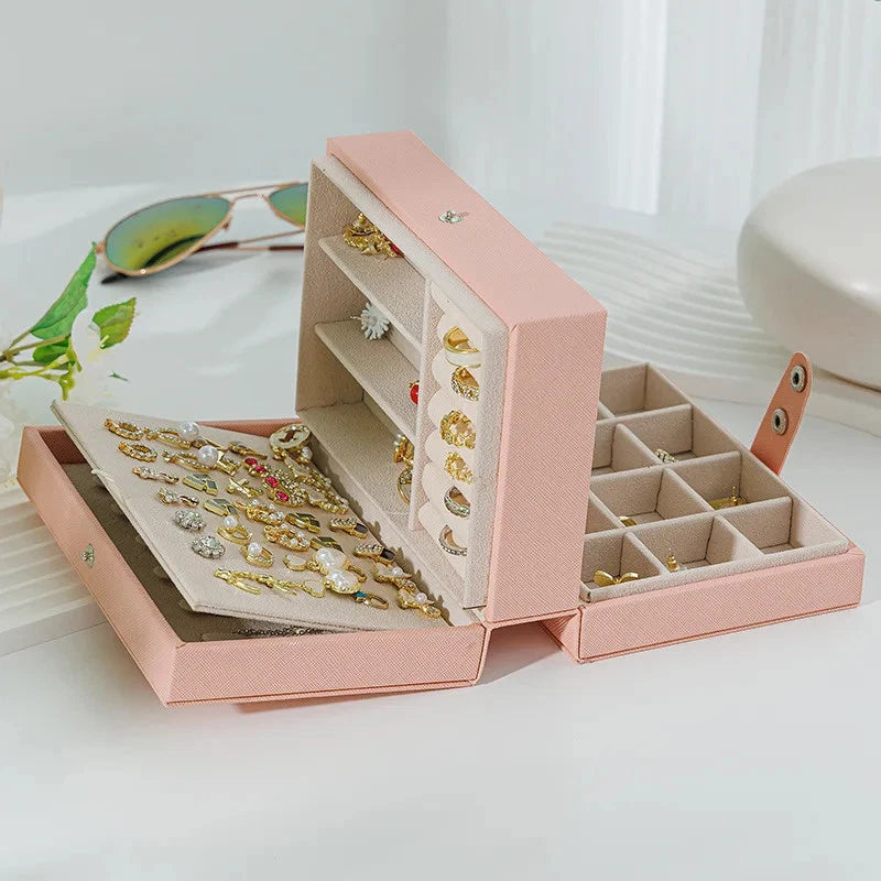 Portable Jewelry Storage Box Large Capacity Necklace Earrings Organizer Case | eBay