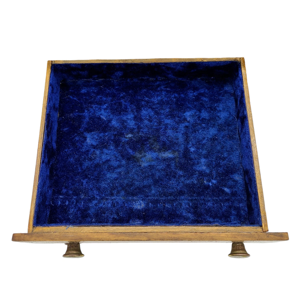 Vintage Handmade Light Brown Wooden 2 Drawer Jewelry Box With Blue Lining | eBay