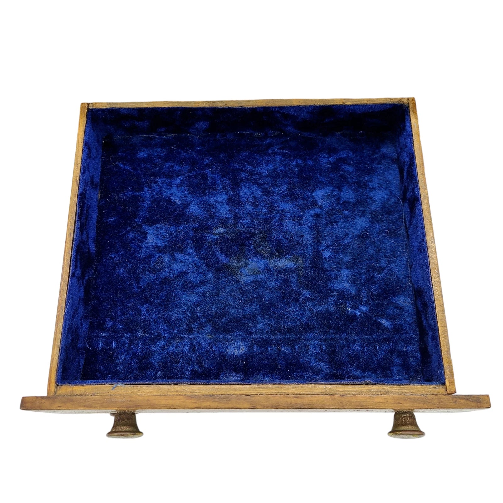Vintage Handmade Light Brown Wooden 2 Drawer Jewelry Box With Blue Lining | eBay