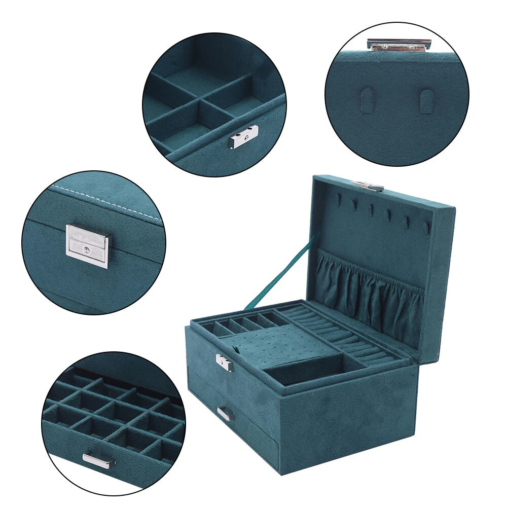 Large Jewelry Box Organizer Storage Case For Necklaces Rings Earrings Women Gift | eBay